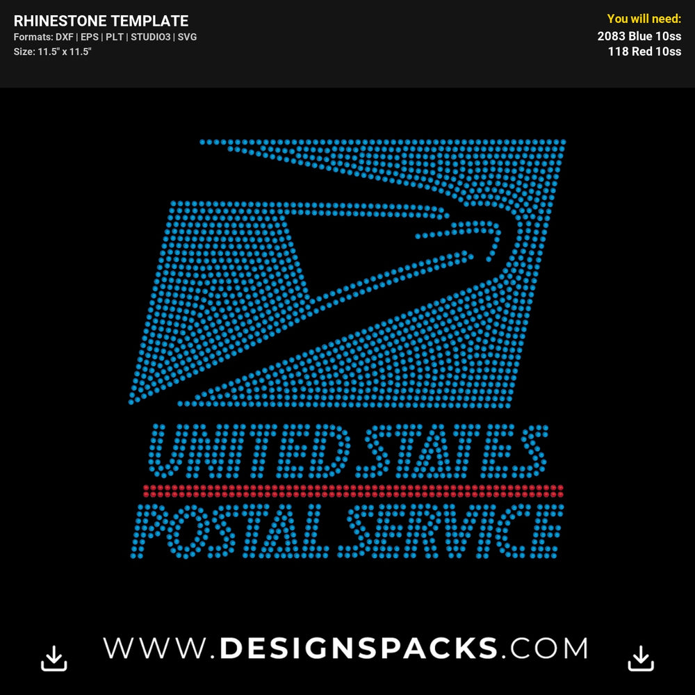 Usps United States Postal Service New Logo Rhinestone Digital Template
