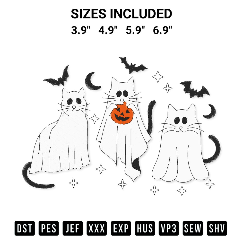 Get the Cat Ghost Halloween Funny Embroidery Design embroidery design for your custom crafts! Premium digitized files available for instant download at Designspacks.com. Available sizes: 3.9", 4.9", 5.9", 6.9".