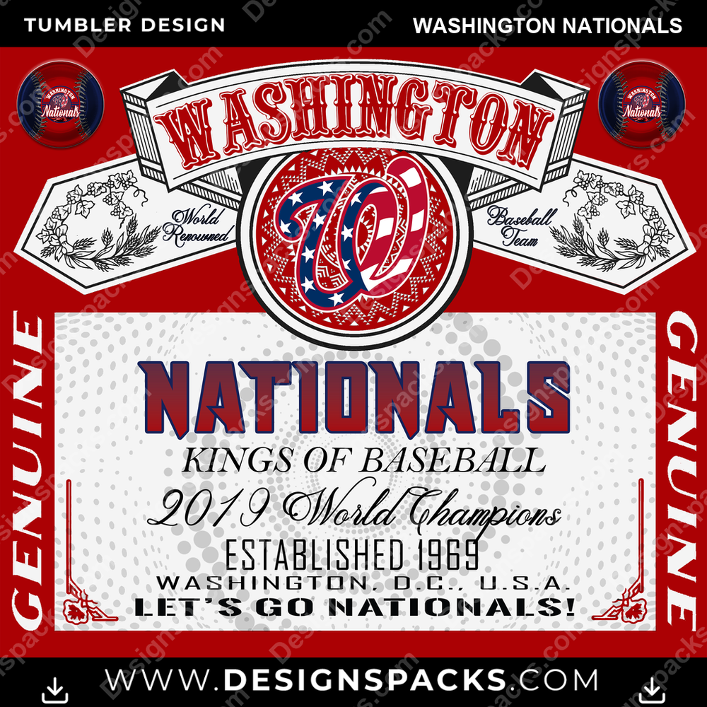 Baseball Budweiser Washington Nationals Tumbler Digital Wrap Design