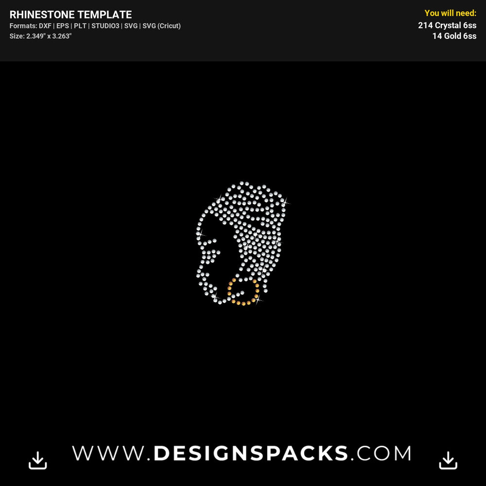 Woman Face Mask Graphic Design Rhinestone Digital Template