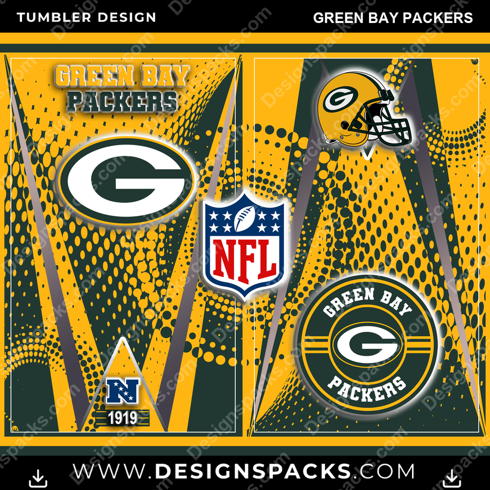 Football Team Logo Green Bay Packers NFL Football Tumbler Digital Wrap Design Download