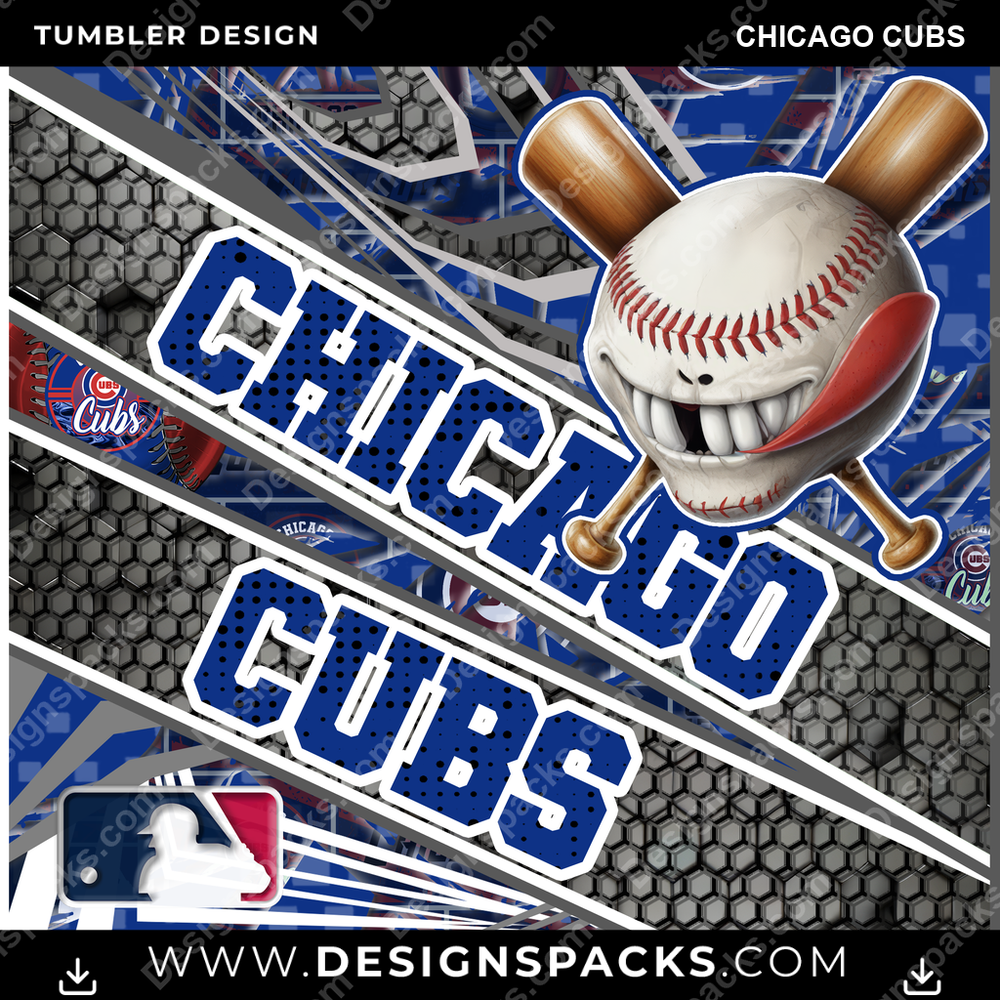 Baseball Angry Sports Chicago Cubs Tumbler Digital Wrap Design