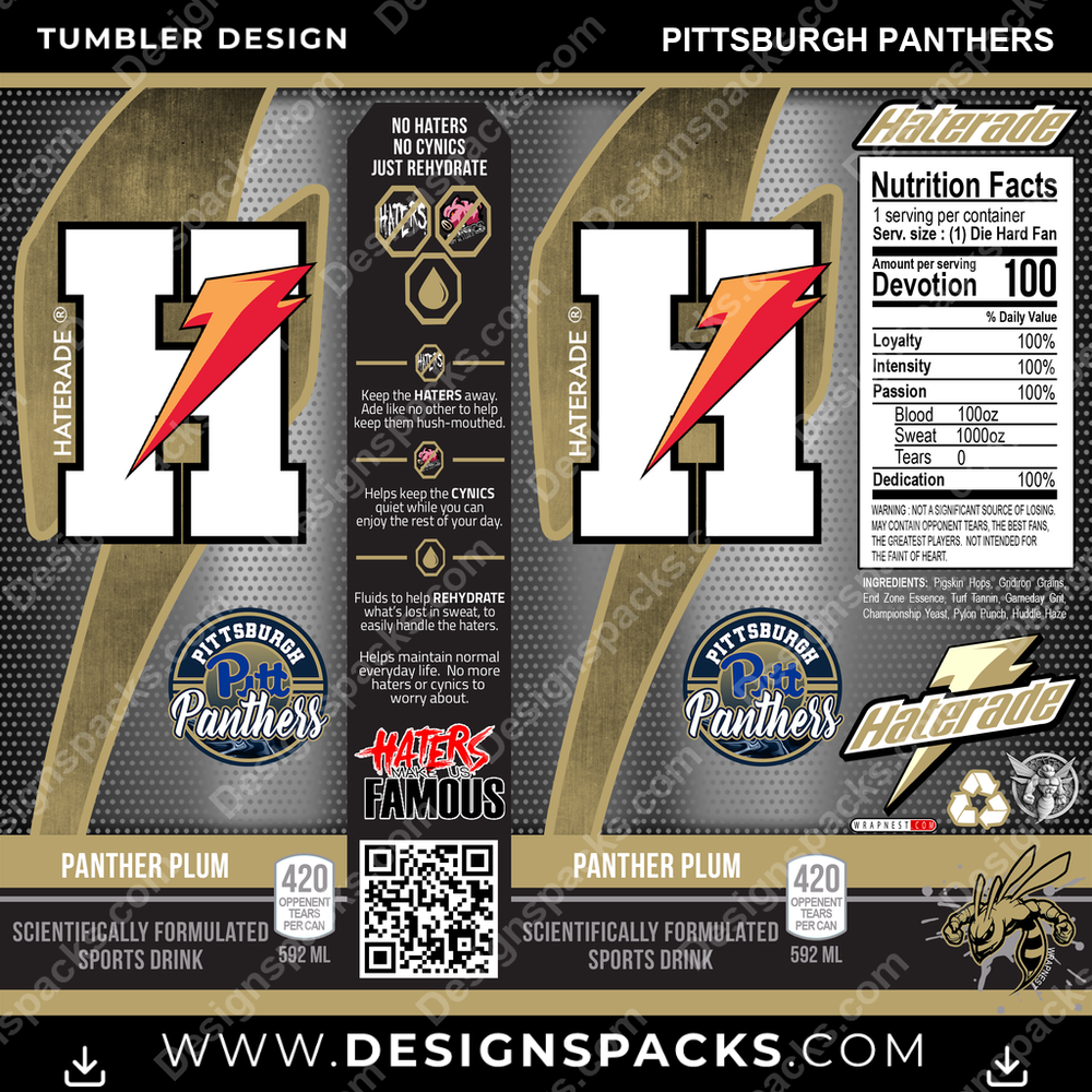 College Sport Haterade Pittsburgh Panthers NCAA College Sport Tumbler Digital Wrap Design Download