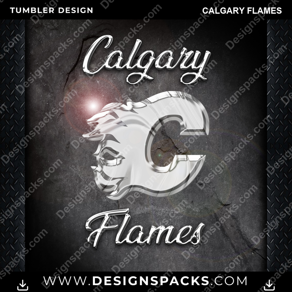 Ice Hockey Chrome Calgary Flames Tumbler Digital Wrap Design