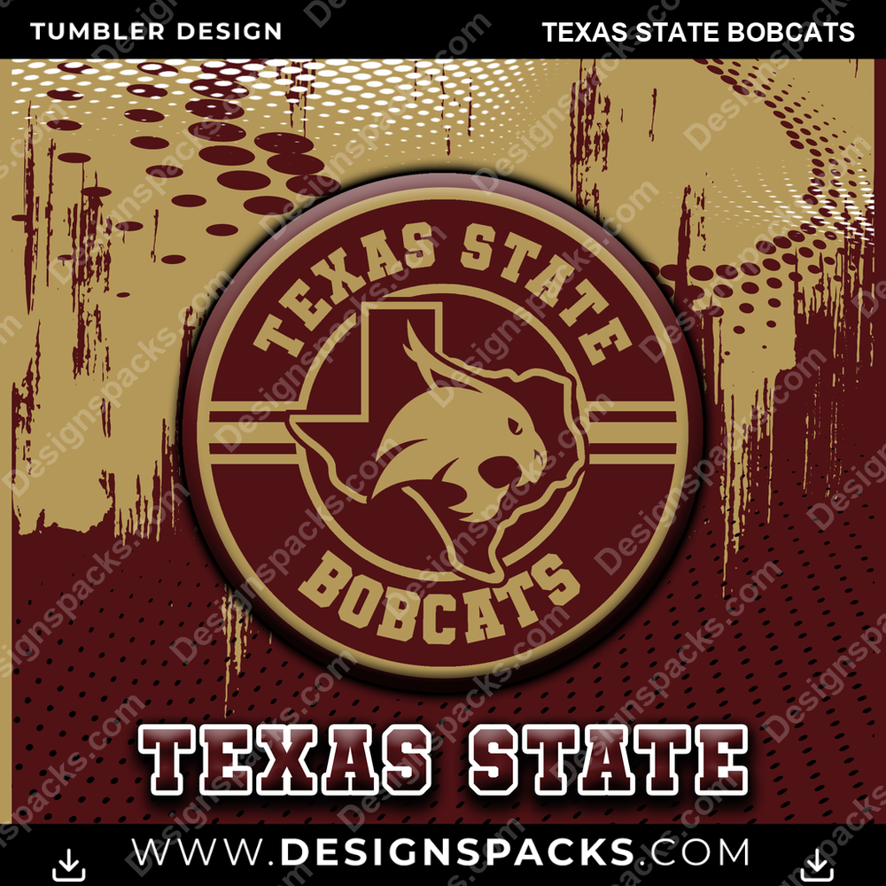 College Sport Dot Logo Texas State Bobcats Tumbler Digital Wrap Design