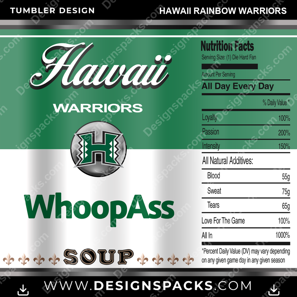 College Sport Soup Can Hawaii Rainbow Warriors NCAA College Sport Tumbler Digital Wrap Design Download