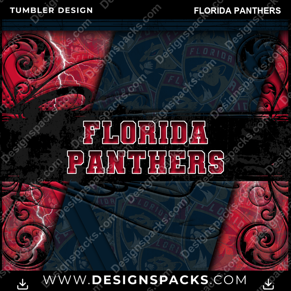 Hockey Elegant Florida Panthers Tumbler Digital Wrap Design