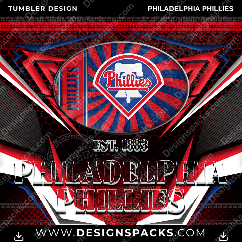 Baseball Tribal Philadelphia Phillies MLB Baseball Tumbler Digital Wrap Design Download