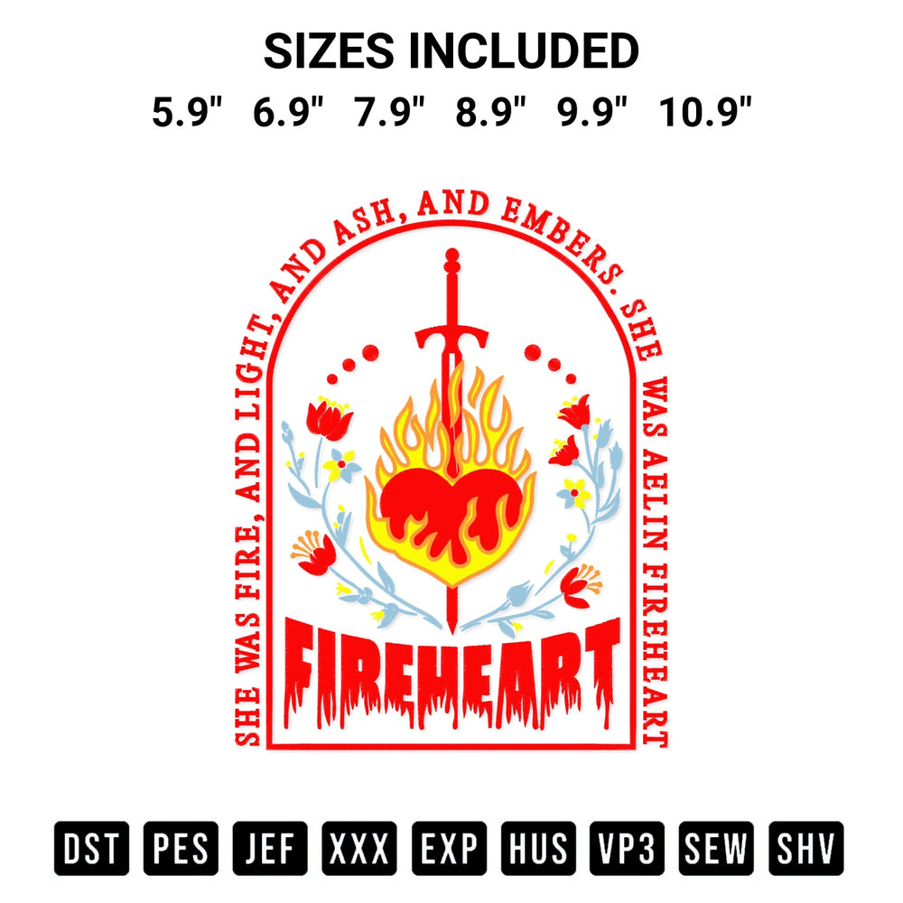 Download the Fireheart Embroidery Design machine embroidery design exclusively at Designspacks.com. Premium digitized pattern for apparel and DIY crafts. Available sizes: 5.9", 6.9", 7.9", 8.9", 9.9", 10.9".