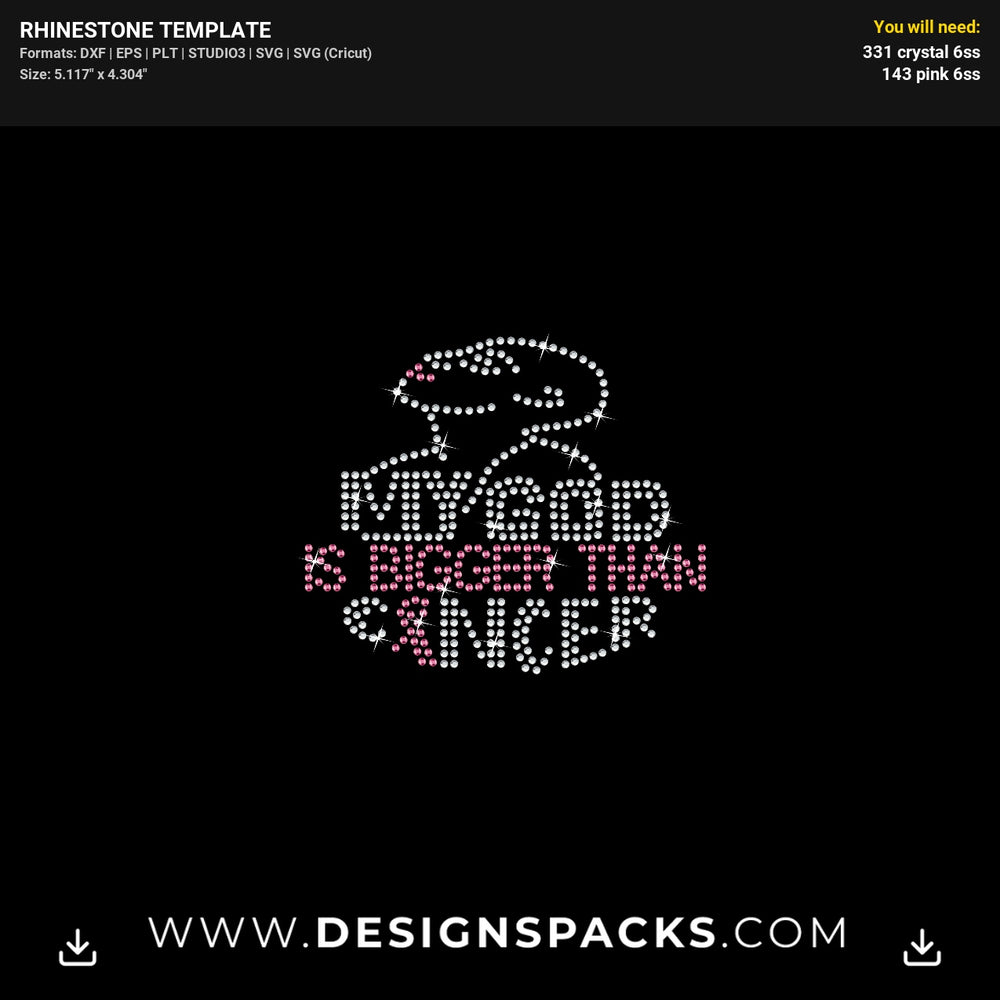 God Is Bigger Than Cancer Mask Rhinestone Digital Template