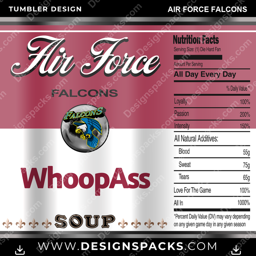College Sport Soup Can Air Force Falcons NCAA College Sport Tumbler Digital Wrap Design Download