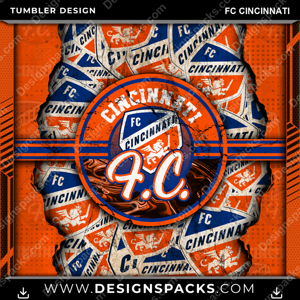 Soccer Ripped FC Cincinnati Tumbler Digital Wrap Design