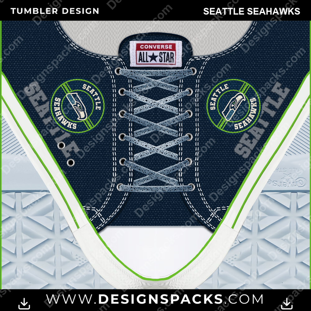 Football Converse Seattle Seahawks NFL Football Tumbler Digital Wrap Design Download