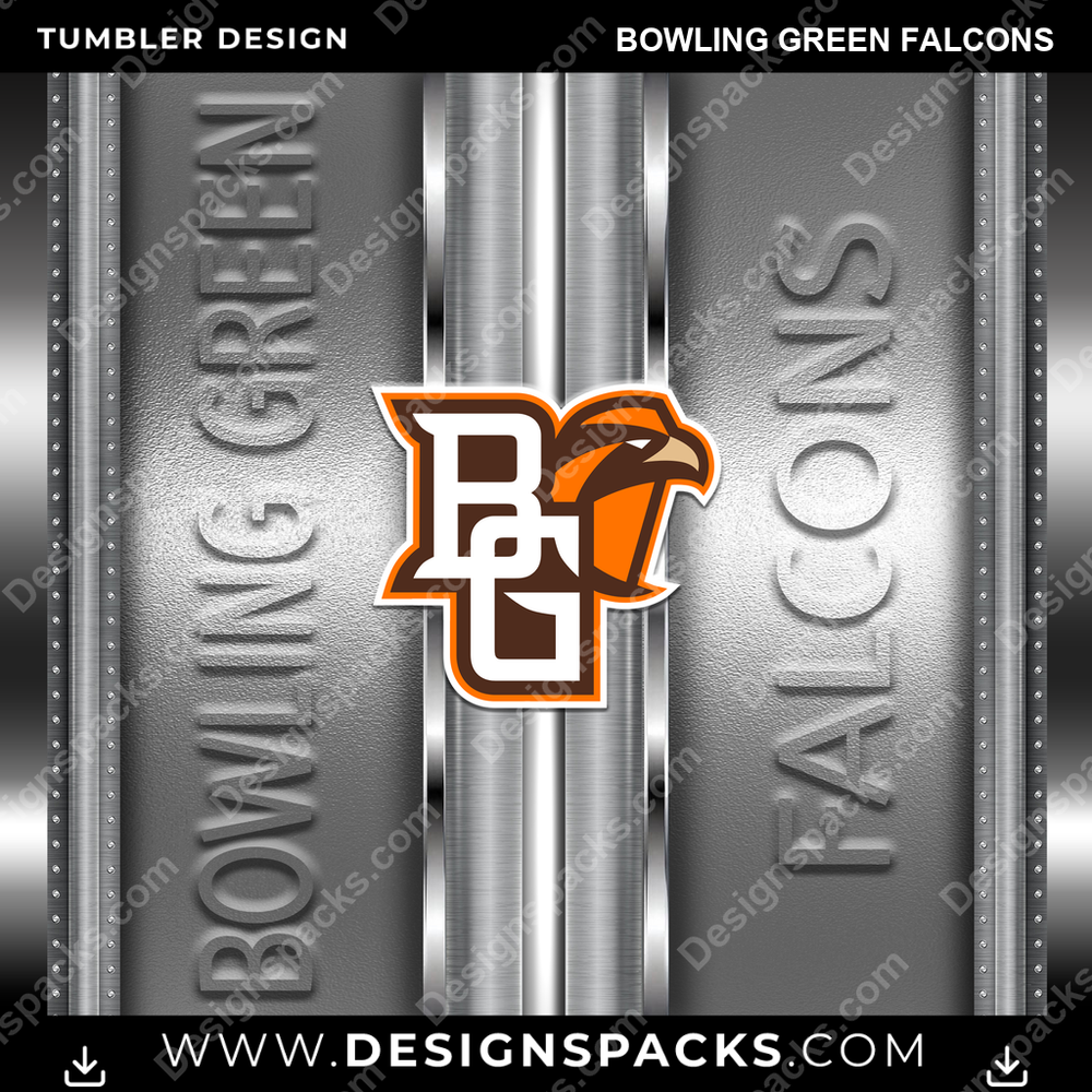 College Sport Metallic Bowling Green Falcons NCAA College Sport Tumbler Digital Wrap Design Download