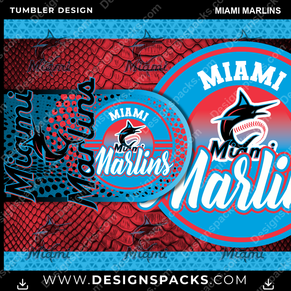 Baseball Hyper Miami Marlins Tumbler Digital Wrap Design