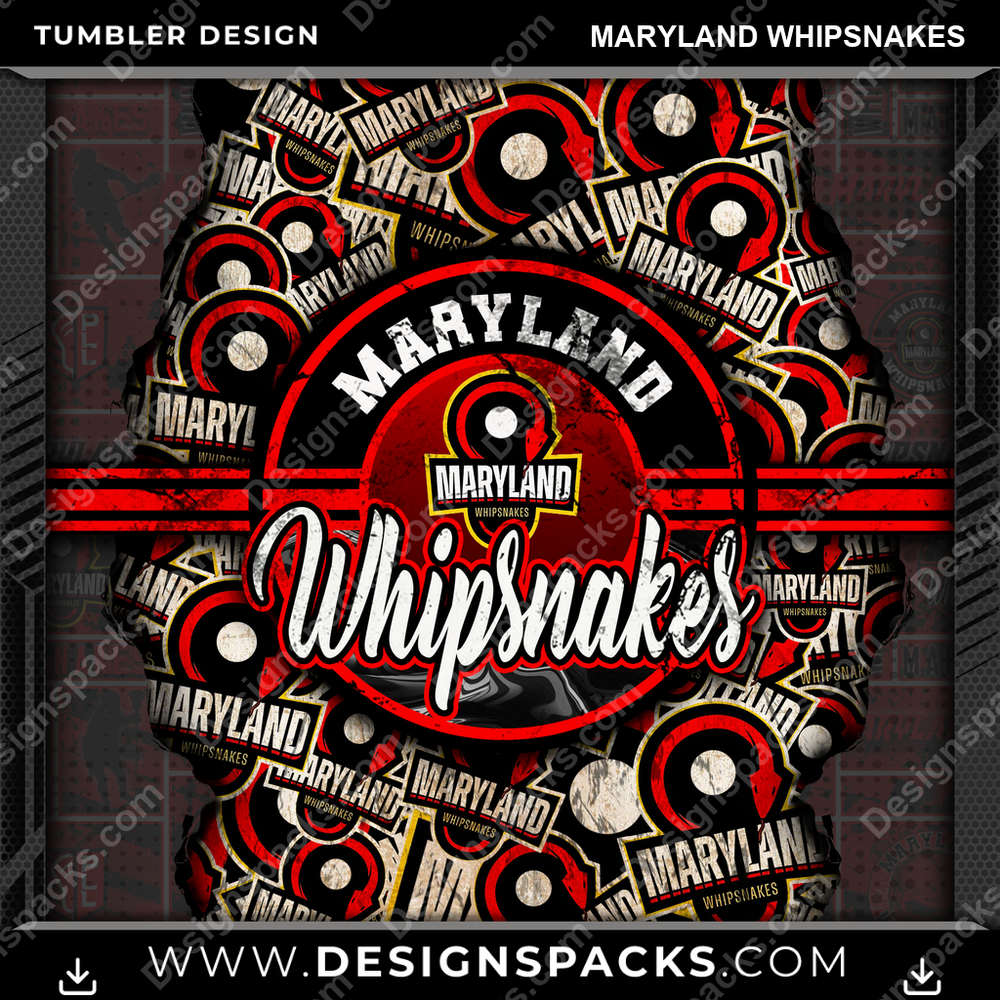 Lacrosse Ripped Maryland Whipsnakes Tumbler Digital Wrap Design