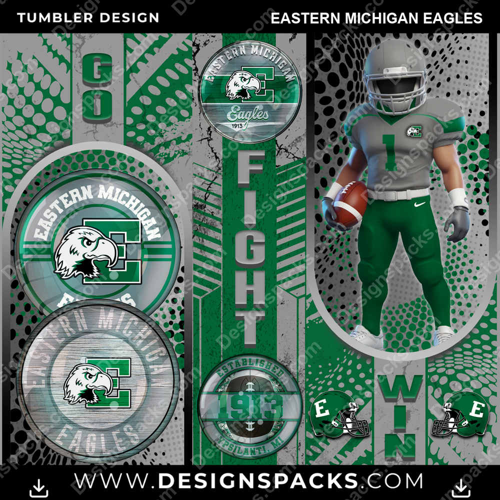 College Sport Go Fight Win Eastern Michigan Eagles NCAA College Sport Tumbler Digital Wrap Design Download