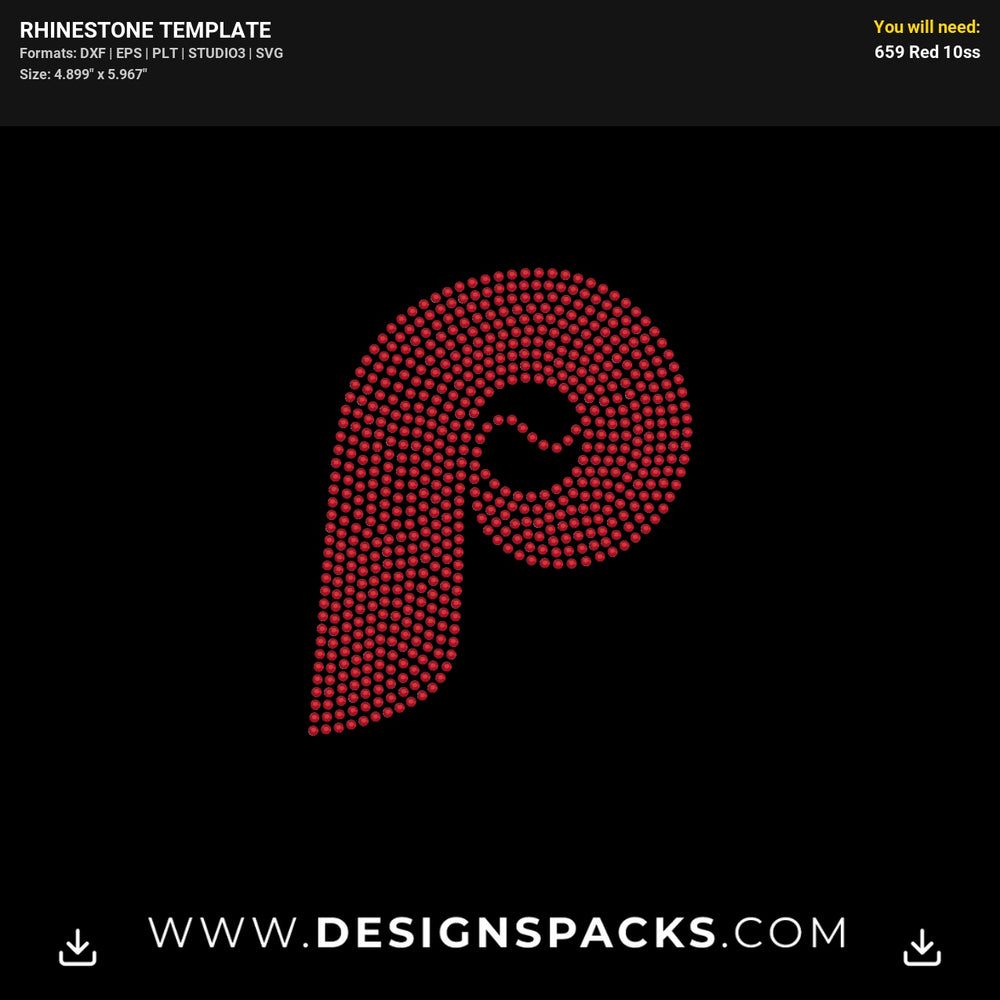 Medium Logo P Philly Rhinestone Digital Template