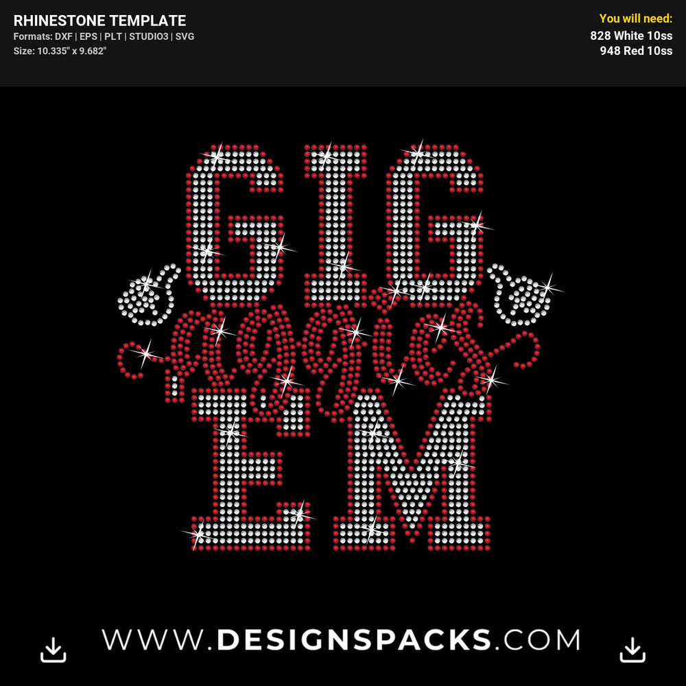 Gig Em Aggies Rhinestone Digital Template