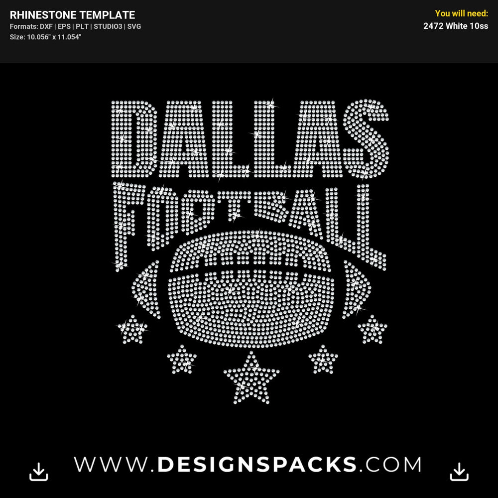 Dallas Foostball Stars Rhinestone Digital Template
