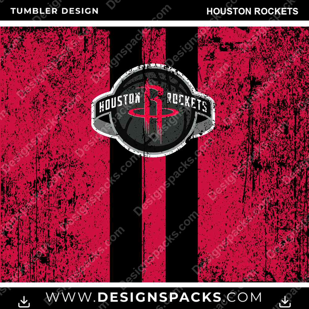 Basketball Grunge Style Houston Rockets Tumbler Digital Wrap Design