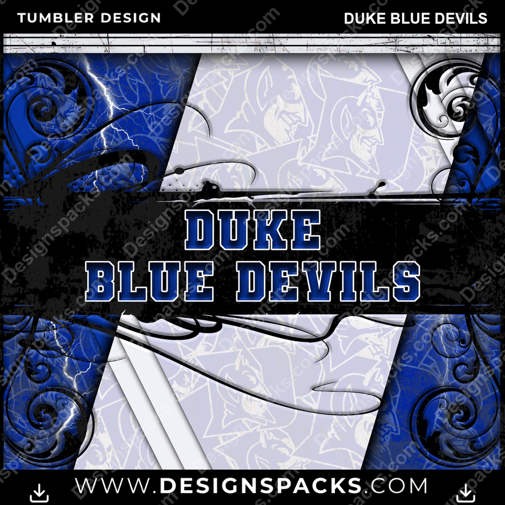 College Sport Elegant Duke Blue Devils Tumbler Digital Wrap Design