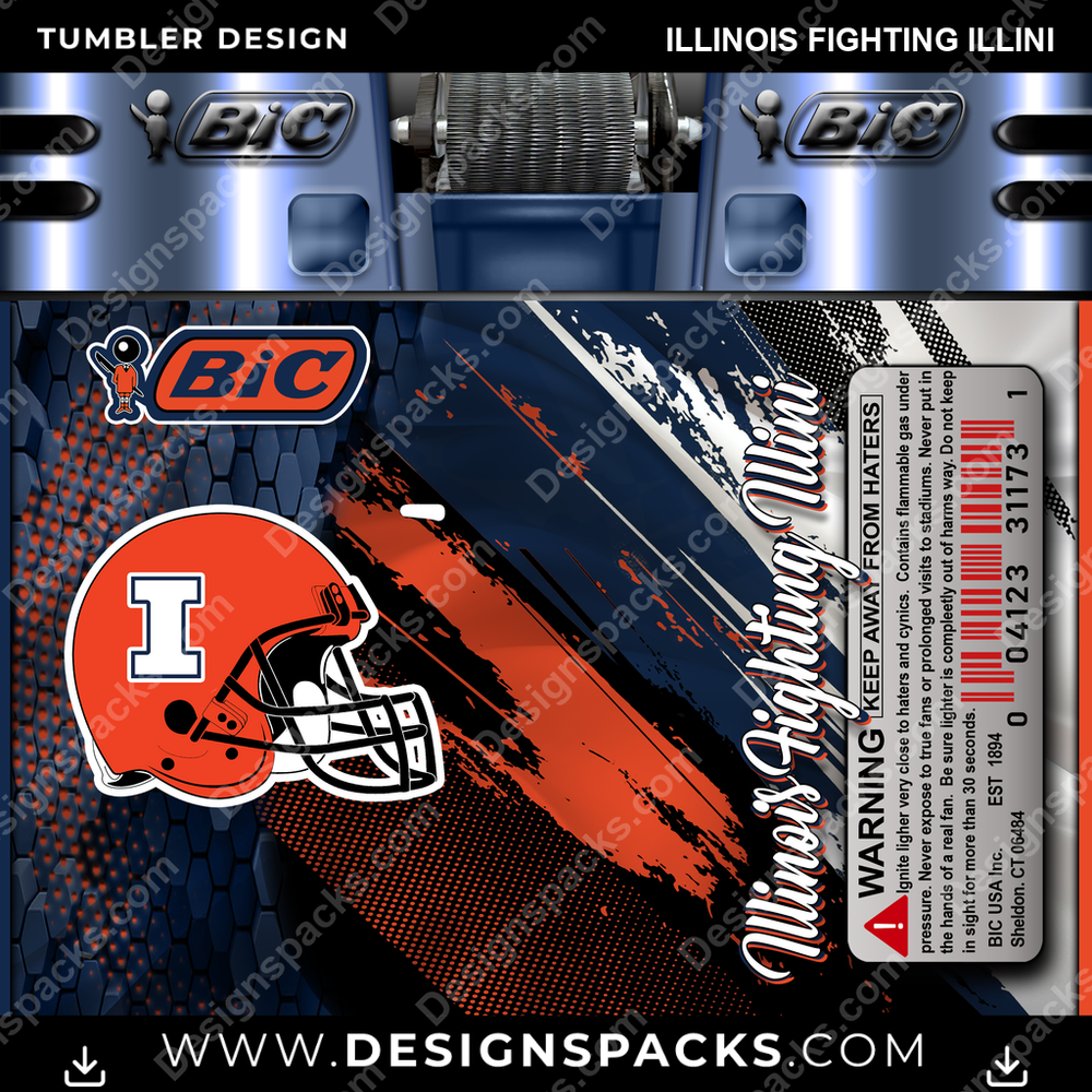 College Sport BIC Lighter Illinois Fighting Illini NCAA College Sport Tumbler Digital Wrap Design Download
