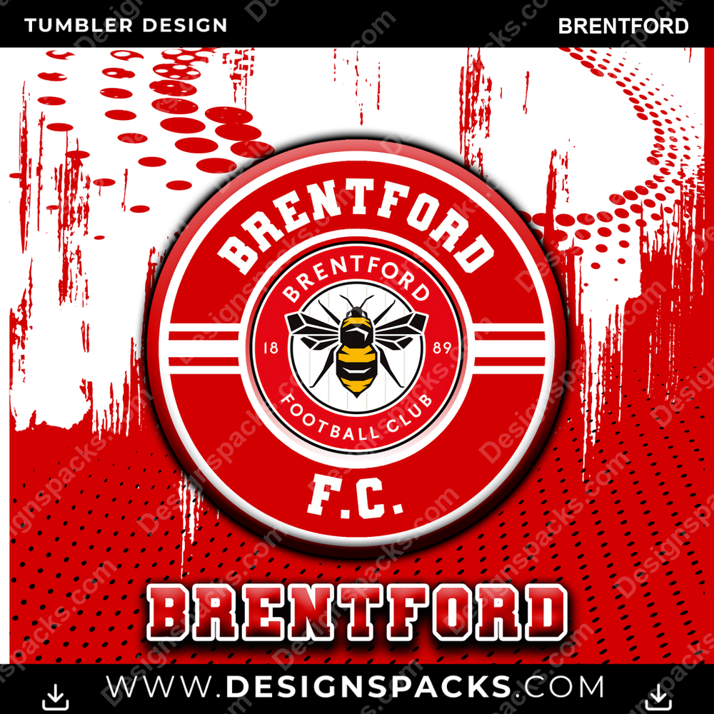 Soccer UK Dot Logo Brentford Tumbler Digital Wrap Design