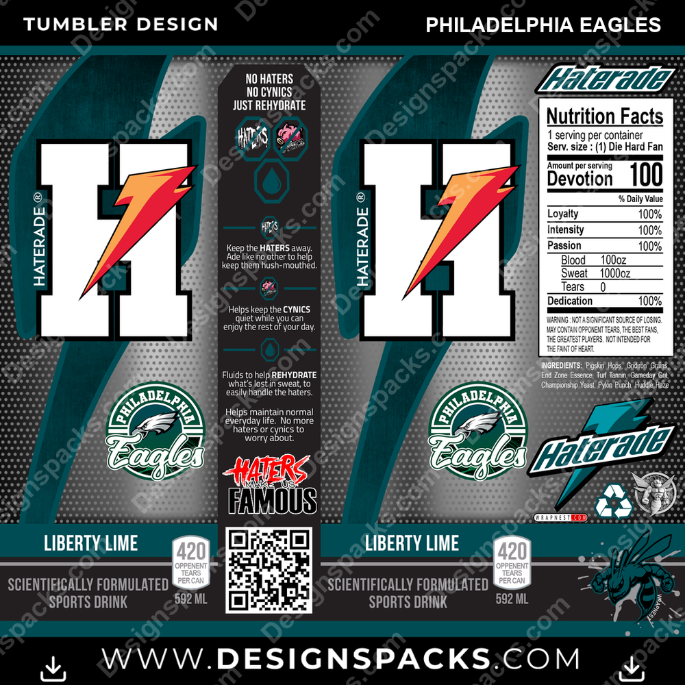 Football Haterade Philadelphia Eagles Tumbler Digital Wrap Design