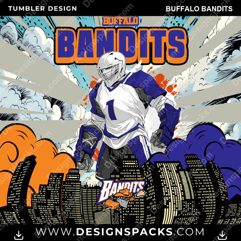 Lacrosse Comic Cover Buffalo Bandits Tumbler Digital Wrap Design