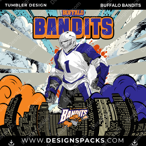 Lacrosse Comic Cover Buffalo Bandits Tumbler Digital Wrap Design