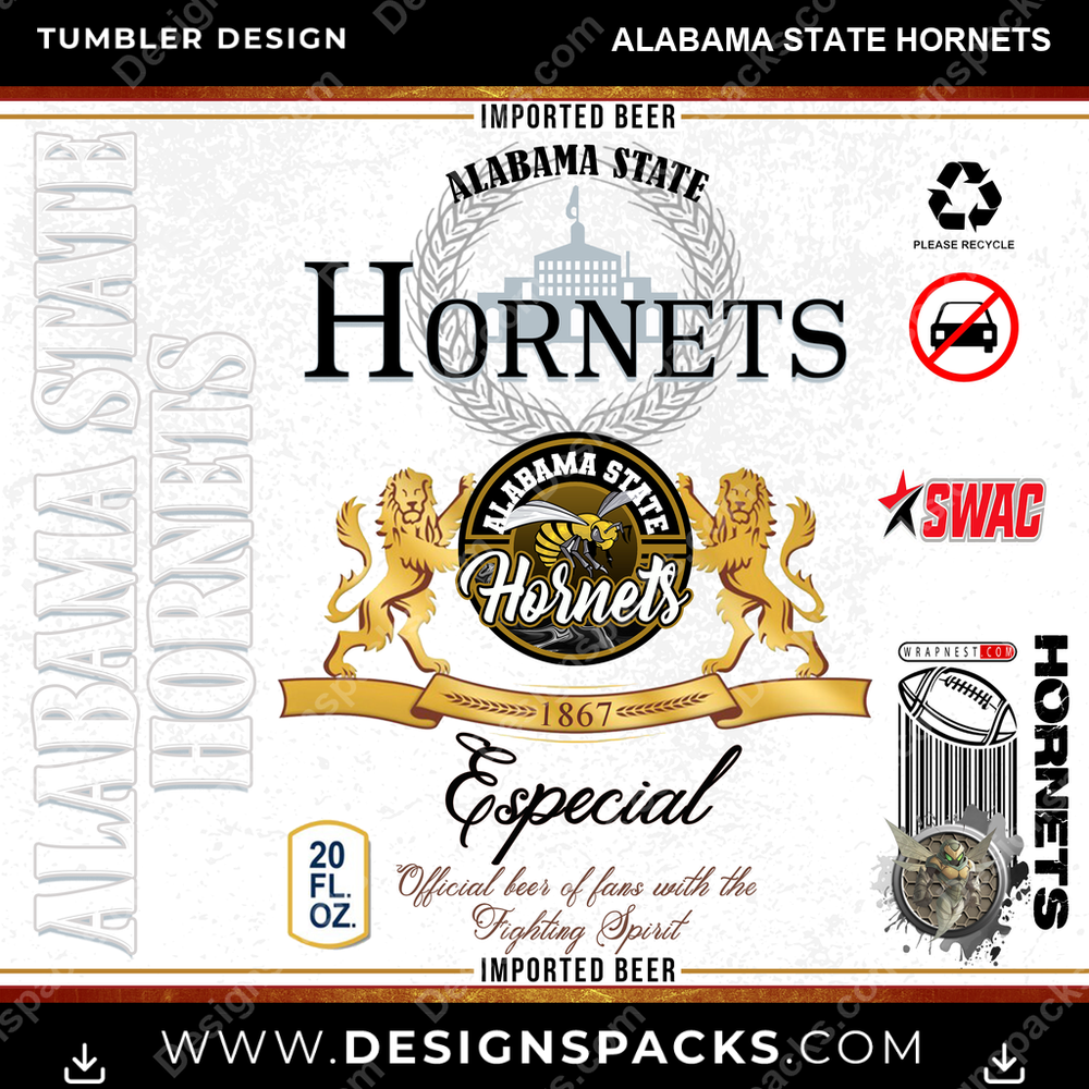 College Sport Modelo Alabama State Hornets NCAA College Sport Tumbler Digital Wrap Design Download
