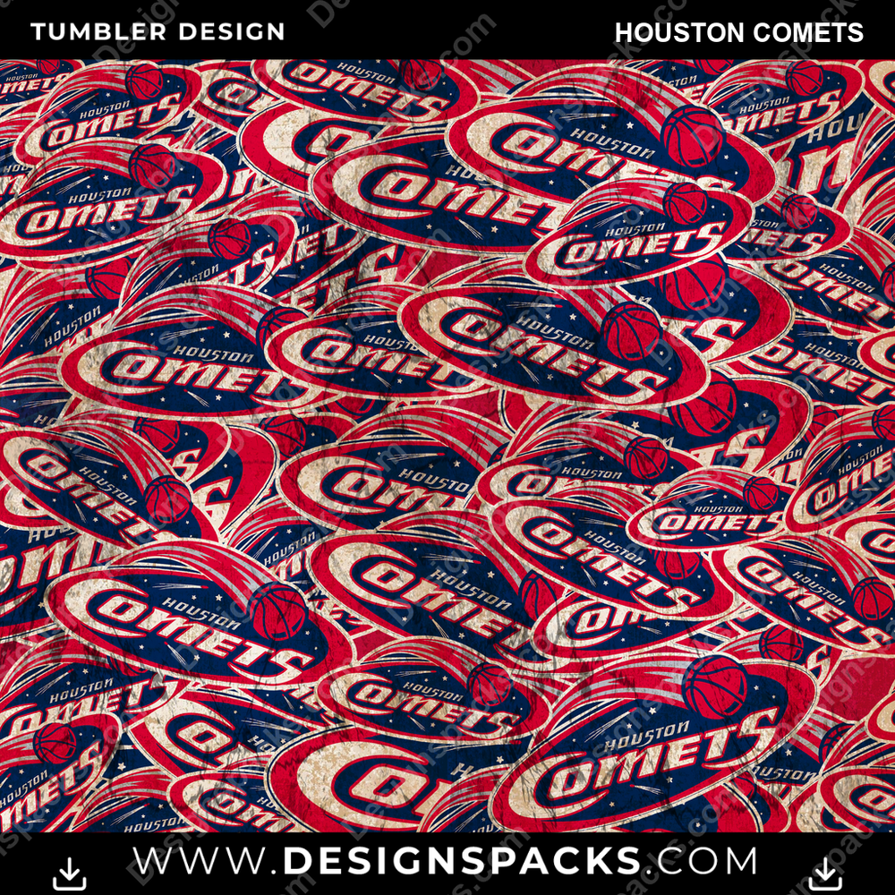 Basketball Logo BG Houston Comets Tumbler Digital Wrap Design