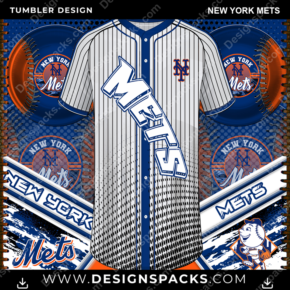 Baseball Jersey Team New York Mets Tumbler Digital Wrap Design