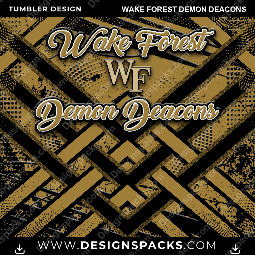 College Sport Glitter Stripe Wake Forest Demon Deacons Tumbler Digital Wrap Design