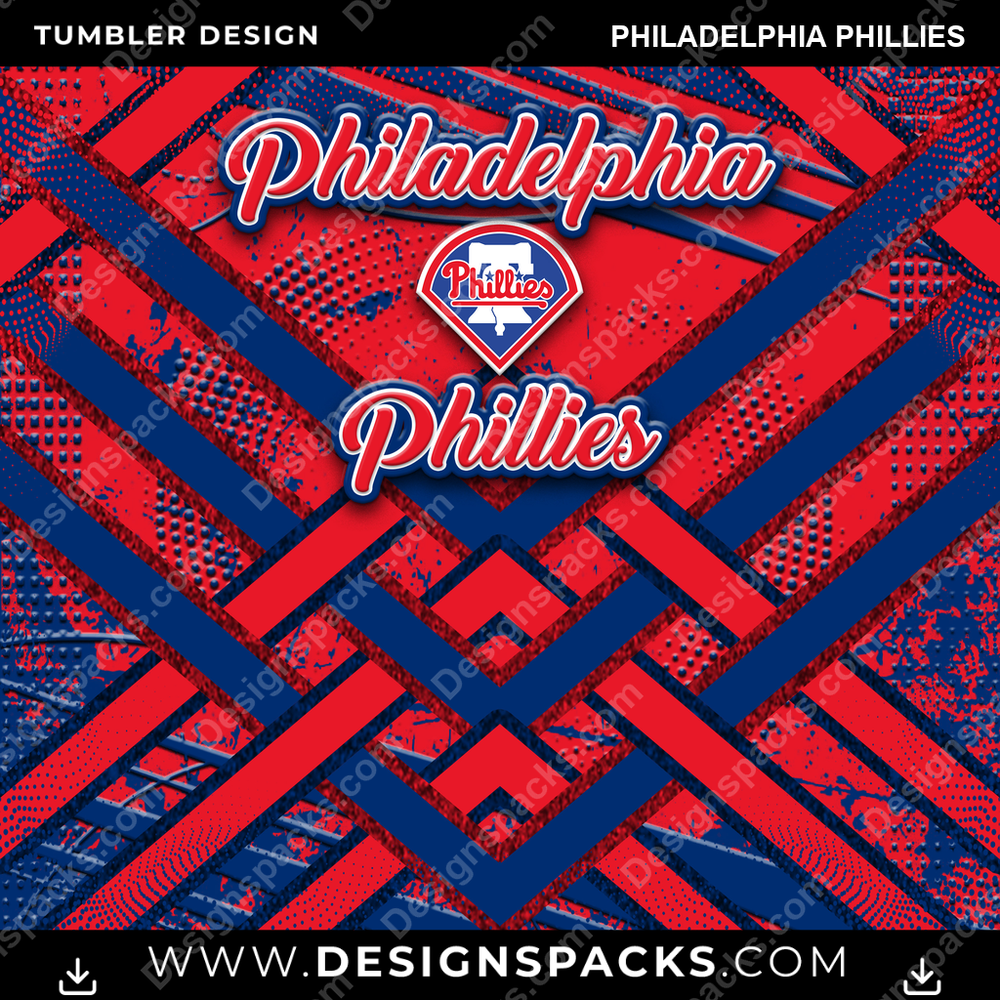 Baseball Glitter Stripe Philadelphia Phillies Tumbler Digital Wrap Design