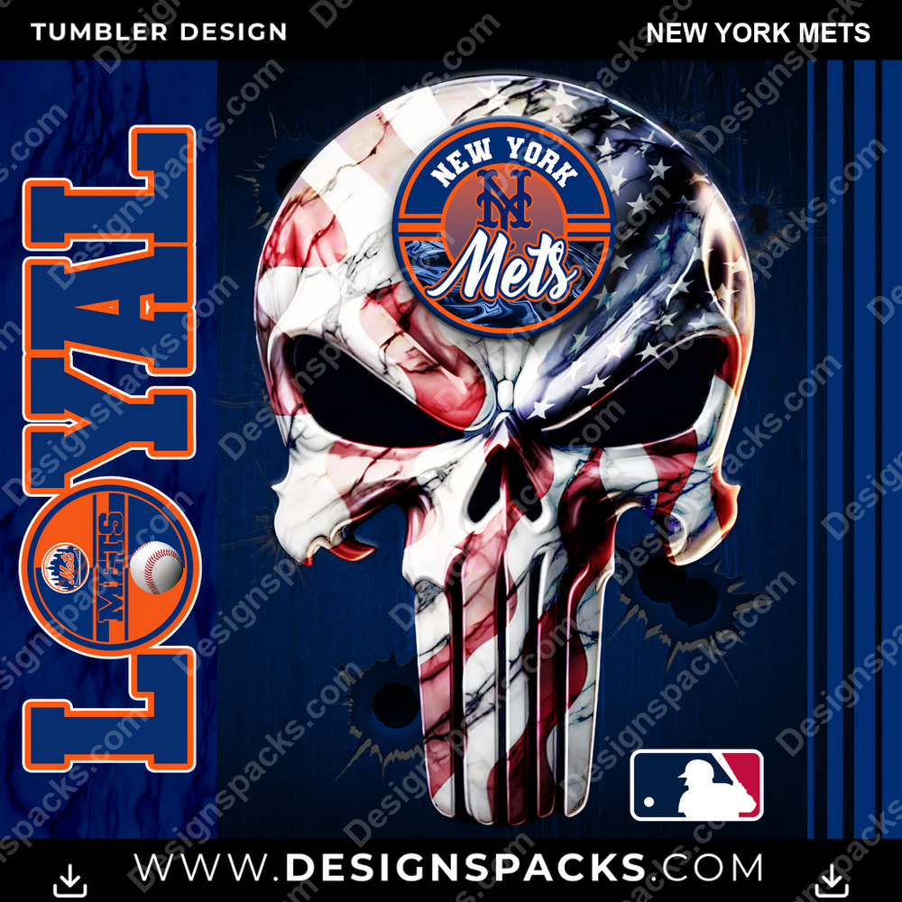 Baseball Loyal New York Mets Tumbler Digital Wrap Design