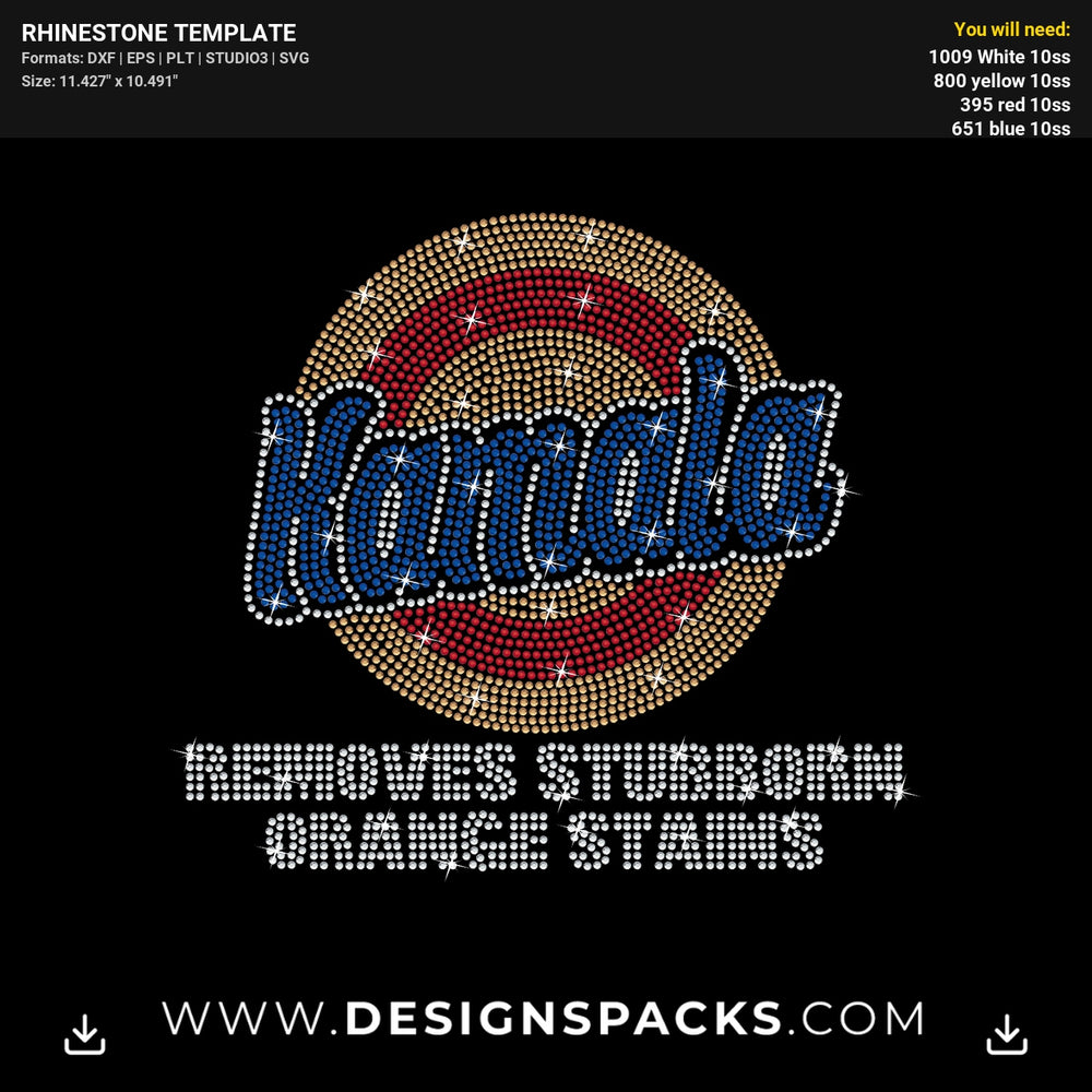 Kamala Removes Stubborn Orange Stains Rhinestone Digital Template