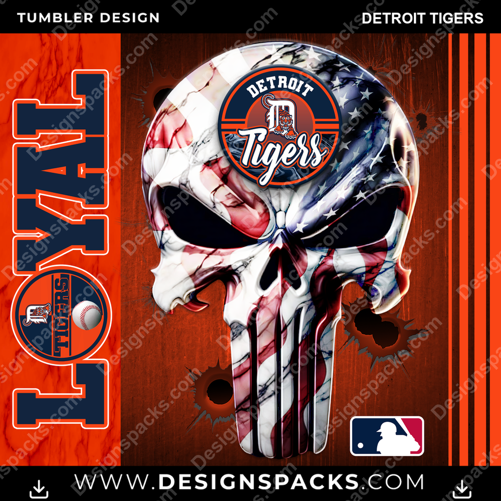Baseball Loyal Detroit Tigers Tumbler Digital Wrap Design