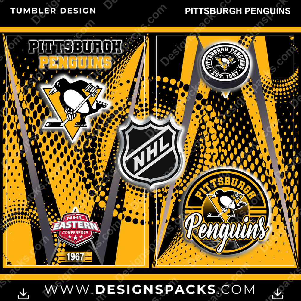 Ice Hockey Team Logo Pittsburgh Penguins NHL Hockey Tumbler Digital Wrap Design Download