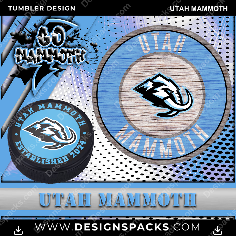 Hockey Go Team Utah Mammoth Tumbler Digital Wrap Design