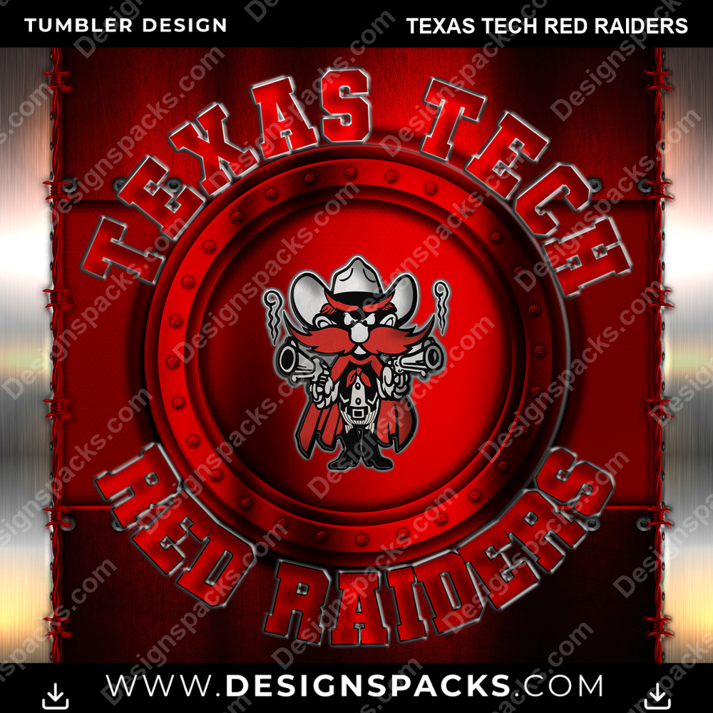 College Sport Metal Texas Tech Red Raiders NCAA College Sport Tumbler Digital Wrap Design Download