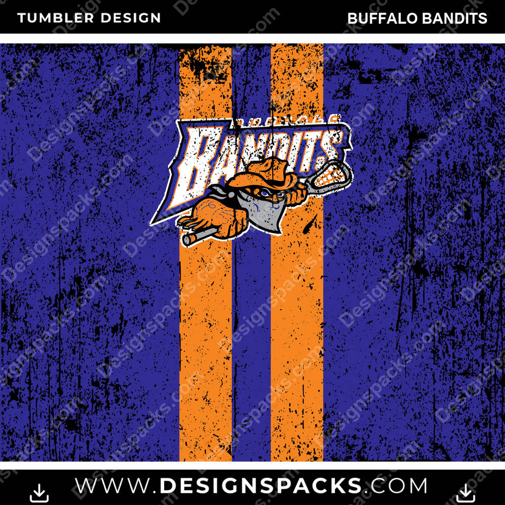 Lacrosse Grunge Style Buffalo Bandits Tumbler Digital Wrap Design