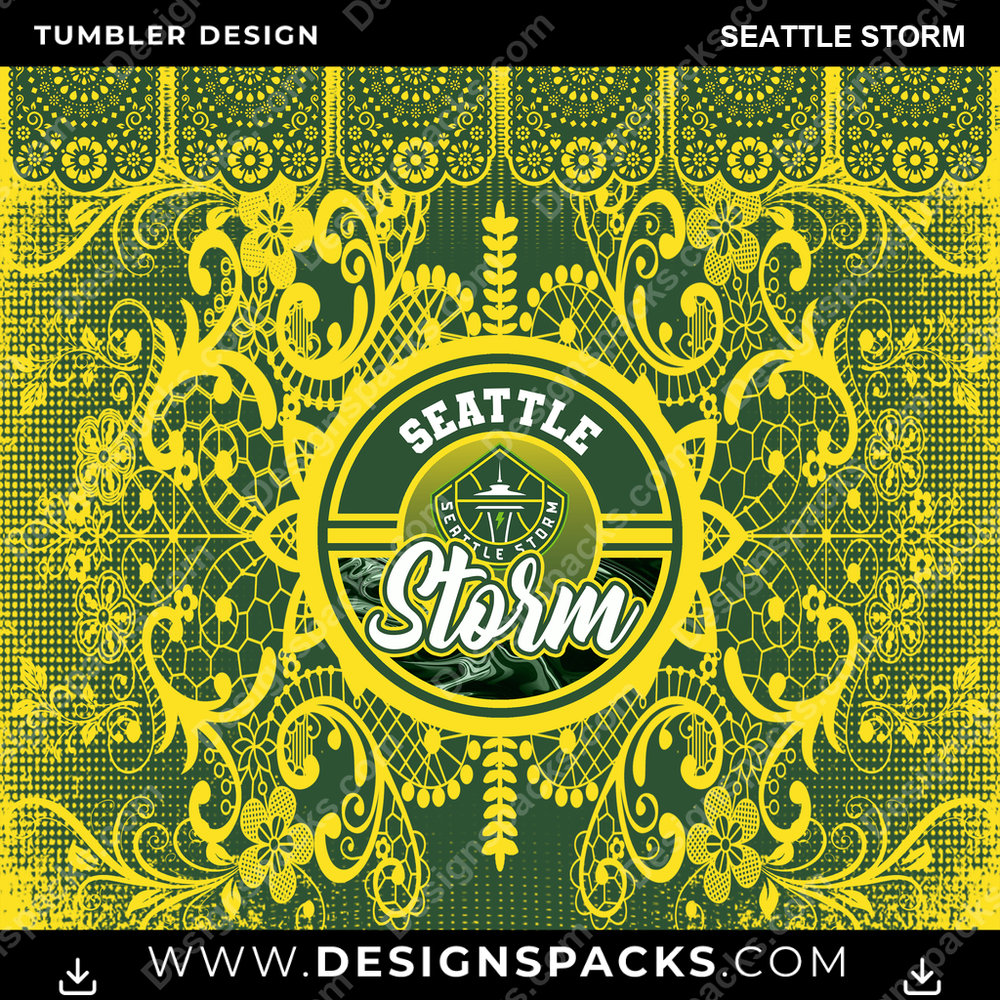 Basketball Lace & Logo Seattle Storm Tumbler Digital Wrap Design