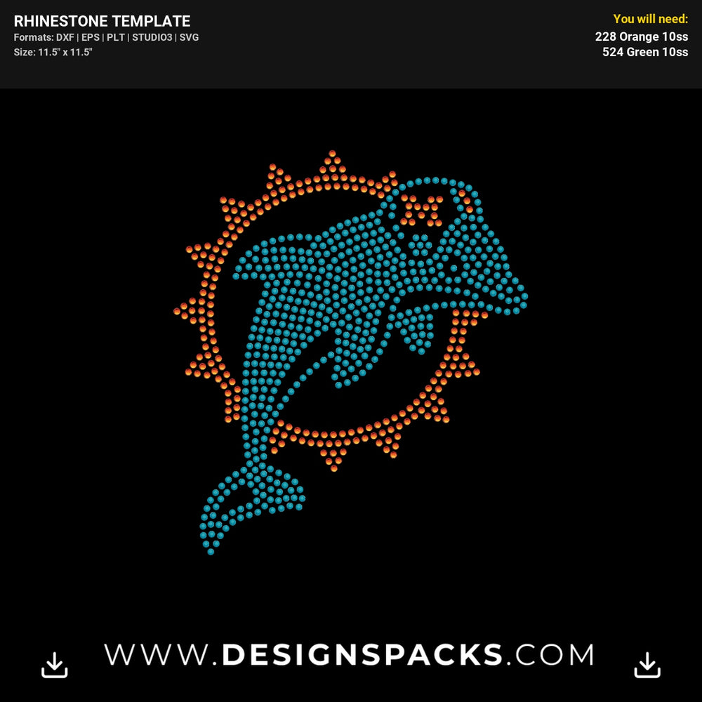 Miami Dolphins Logo Rhinestone Digital Template