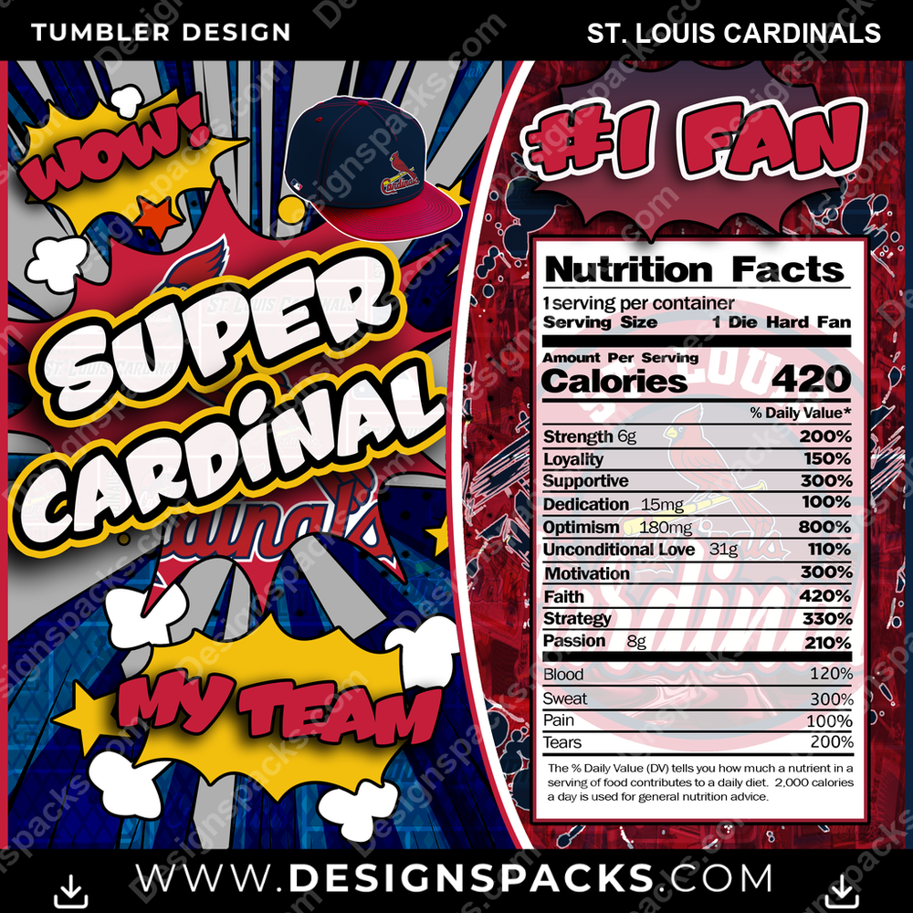 Baseball Super Team St. Louis Cardinals Tumbler Digital Wrap Design