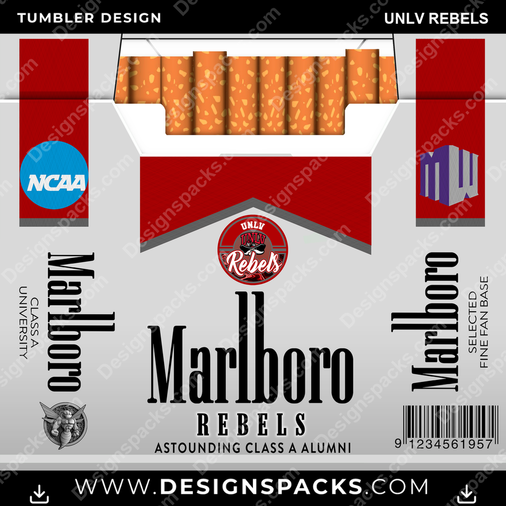 College Sport Marlboro UNLV Rebels NCAA College Sport Tumbler Digital Wrap Design Download