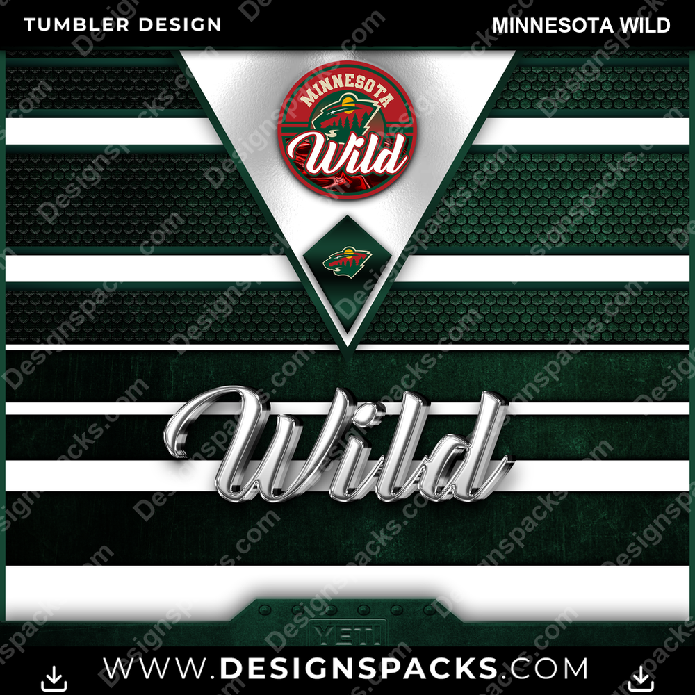 Ice Hockey YETI Minnesota Wild NHL Hockey Tumbler Digital Wrap Design Download