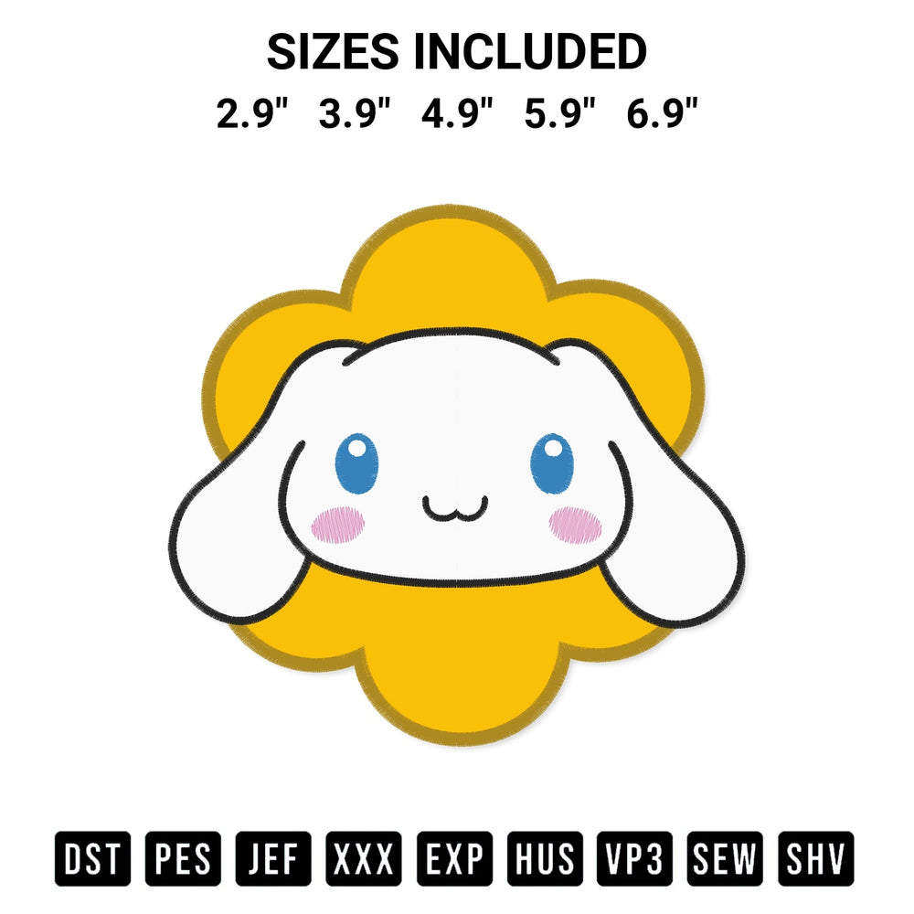 Elevate your next project with our Flower Cinnamoroll Face Embroidery Design embroidery file. Shop high-quality digital patterns instantly at Designspacks.com. Available sizes: 2.9", 3.9", 4.9", 5.9", 6.9".