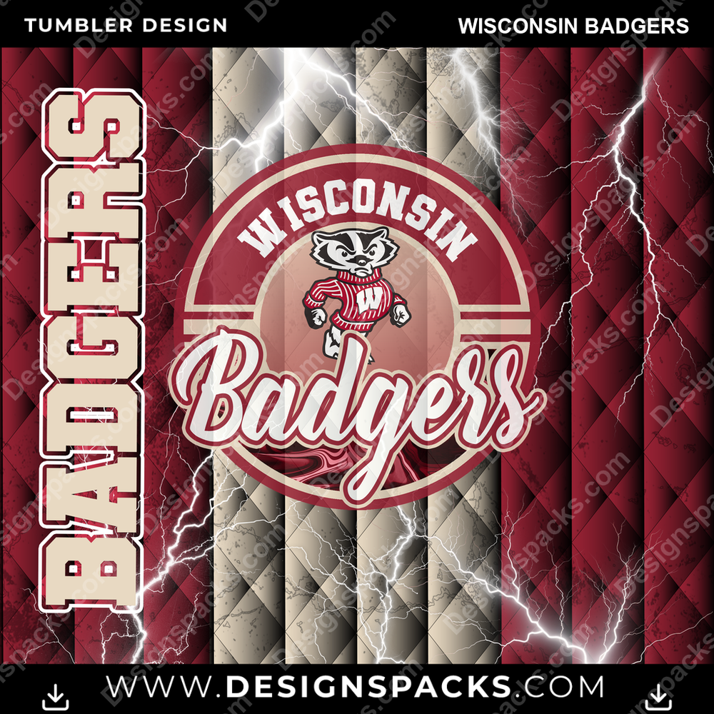 College Sport Diamond Wisconsin Badgers NCAA College Sport Tumbler Digital Wrap Design Download